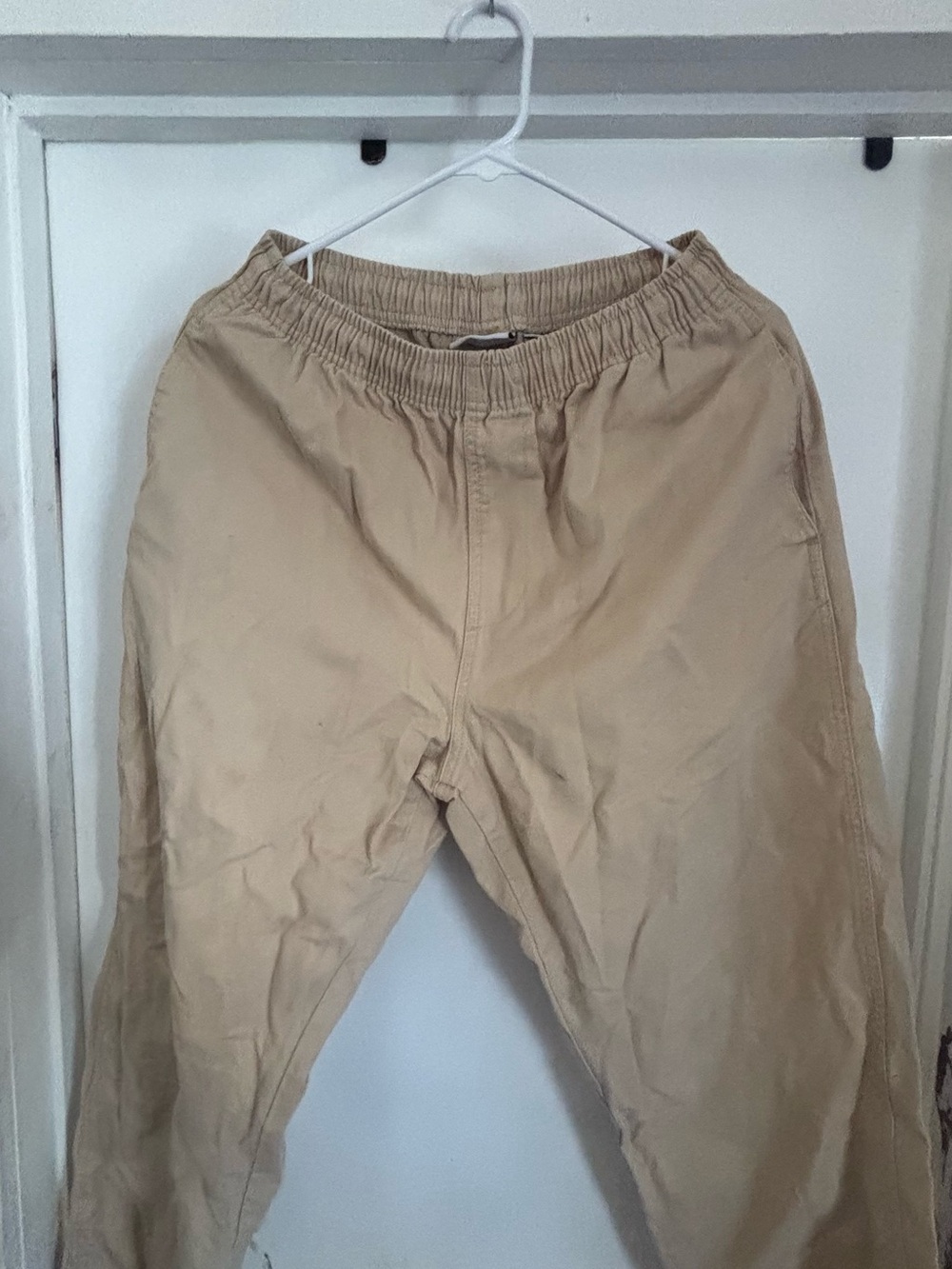 Obey Men's Elastic Waist Tan Chinos